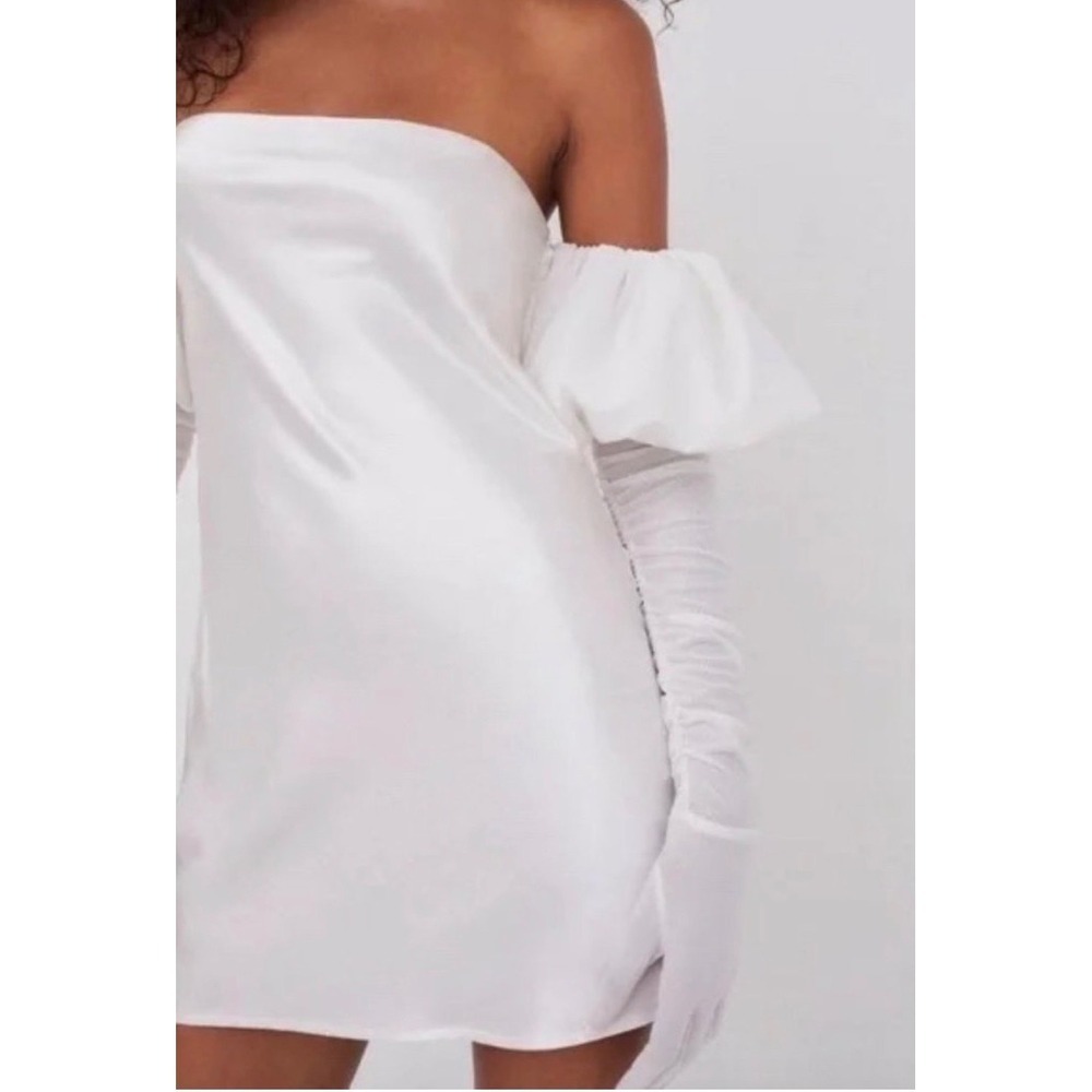 For Love & Lemons Hazel Mini Dress‎ Detachable Sleeves Gloves White Small NWT - Picture 5 of 9